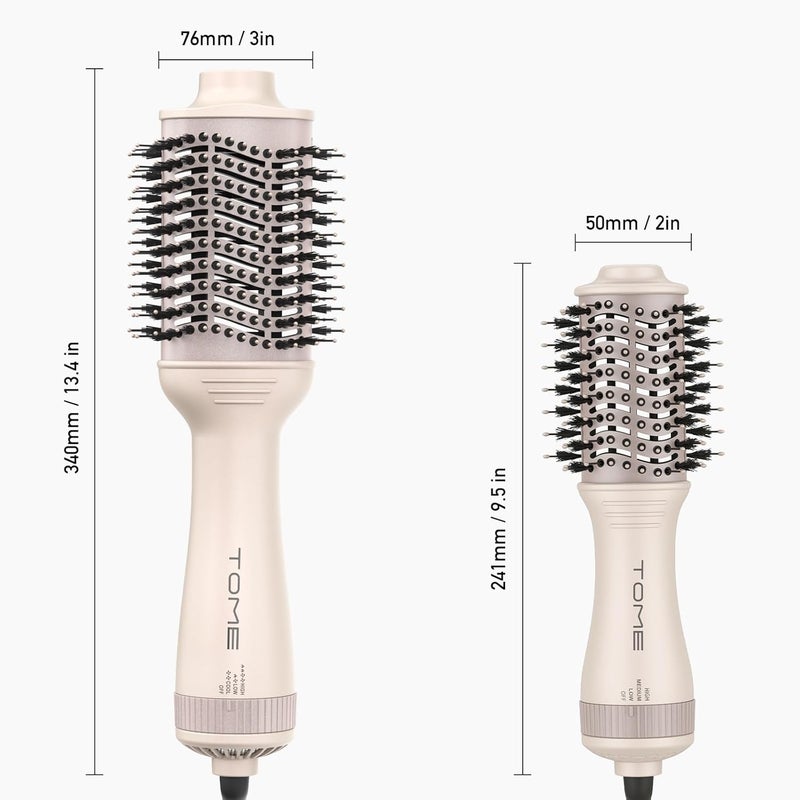 Tomee Blow Dryer Brush, Hair Dryer Brush in One, 1200W Large Oval Hot Air Volumizer & Straightener, Anti-Frizz Blowout Styling Brush, Dual Voltage 110–240V (3 Inch) Pink - Image 4